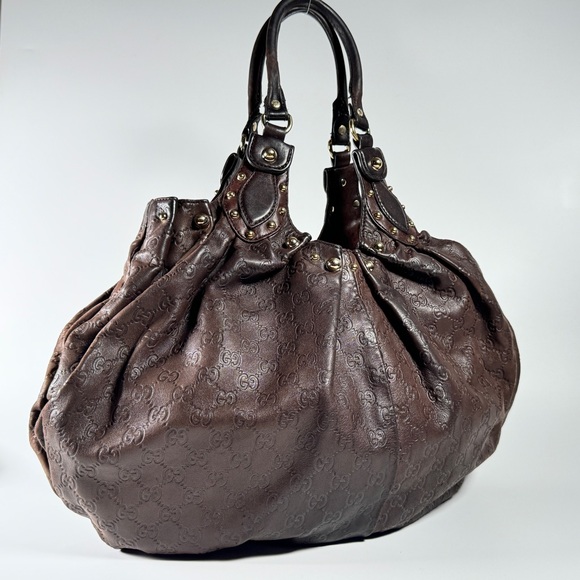 Gucci Guccissima Pelham Leather Studded Large Shoulder Bag - Picture 5 of 15